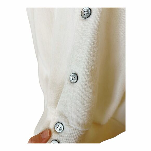 VTG Izod Lacoste 100% Orlon Acrylic Ivory Roll Cuff Cardigan Sweater - Large - Picture 5 of 8